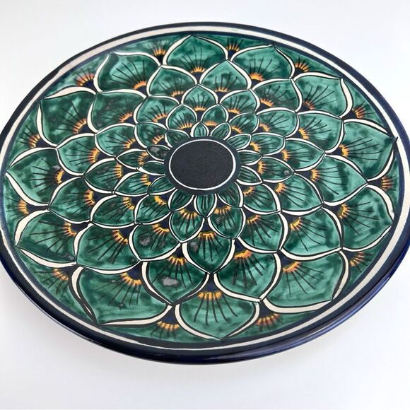 Large Vintage Talavera? Plate Handmade Peacock Design Centerpiece 11.5” - Picture 3 of 10